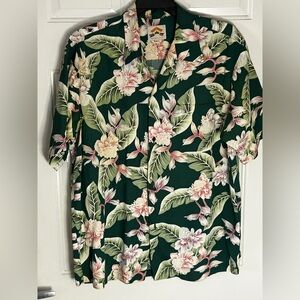 Pineapple Juice Hawaiian Classic Button Front Shirt Green Sz Large 25’ X 31.’